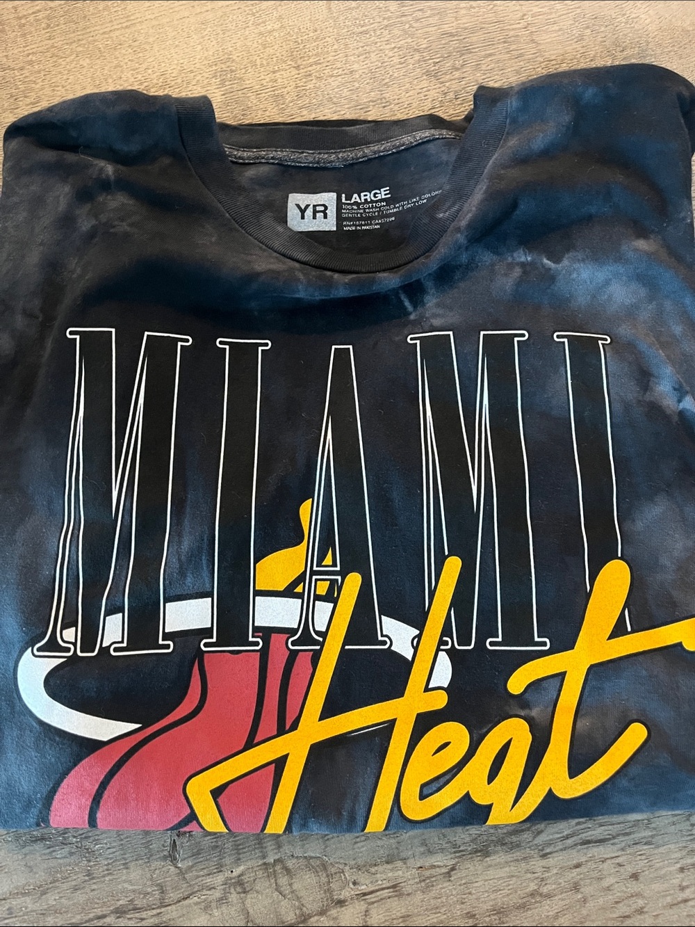 YR Miami Heat Graphic Tee - Black with Red & Yellow Logo